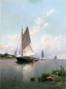  Long Oil Painting - Blue Point Long Island modern boat Alfred Thompson Bricher
